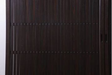 和製アンティーク　細かな縦桟が美しい平格子戸(引き戸、建具)2枚組