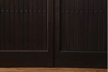 和製アンティーク　細かな縦桟が美しい平格子戸(引き戸、建具)2枚組