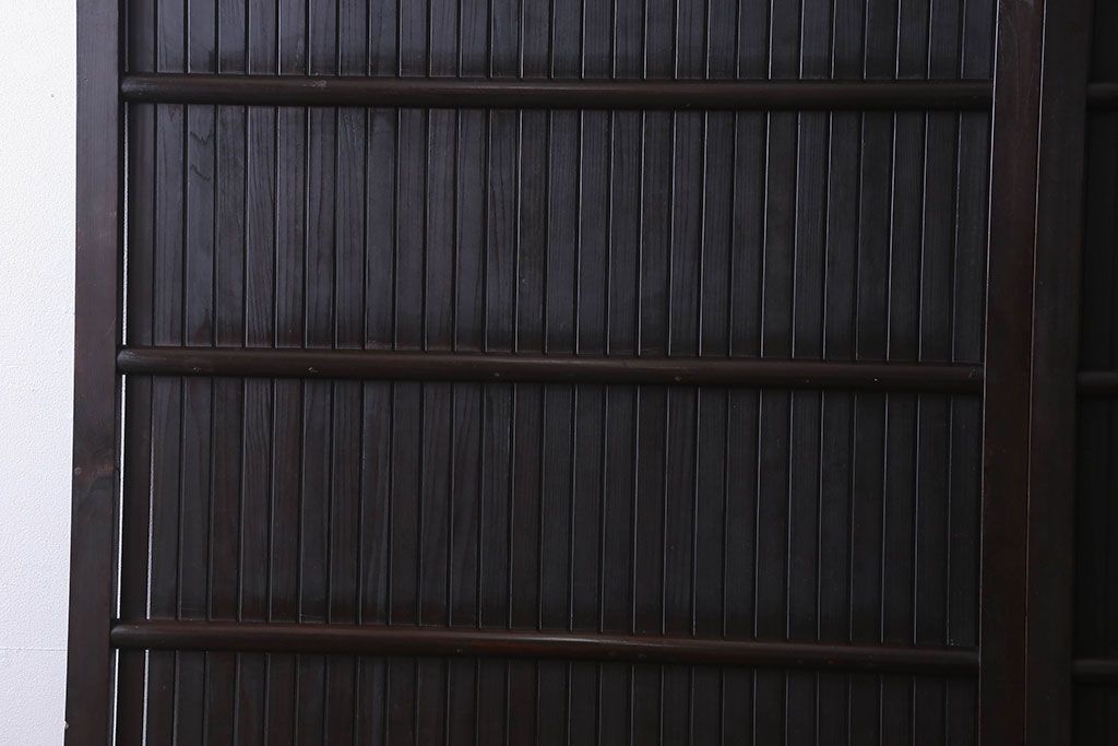 和製アンティーク　細かな縦桟が美しい平格子戸(引き戸、建具)2枚組