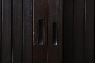 和製アンティーク　細かな縦桟が美しい平格子戸(引き戸、建具)2枚組