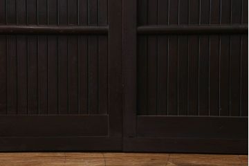 和製アンティーク　細かな縦桟が美しい平格子戸(引き戸、建具)2枚組