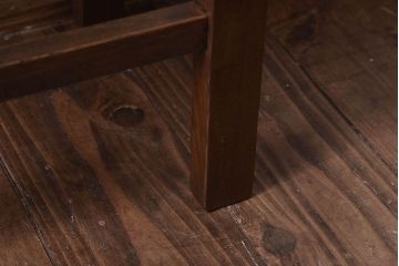 レトロ家具　昭和レトロ　古いナラ材のクッション座面角スツール(椅子、チェア)