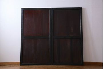 明治大正期　古い木製アンティーク帯戸(板戸、引き戸)2枚