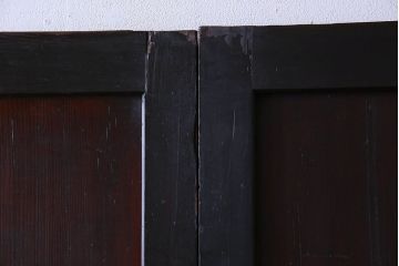 明治大正期　古い木製アンティーク帯戸(板戸、引き戸)2枚