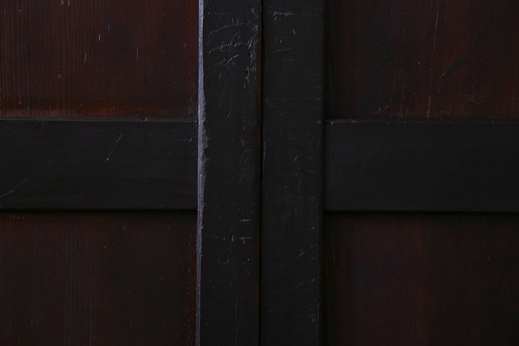 明治大正期　古い木製アンティーク帯戸(板戸、引き戸)2枚