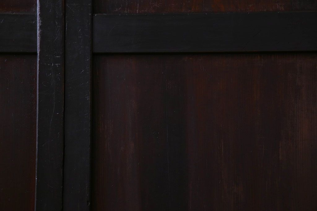 明治大正期　古い木製アンティーク帯戸(板戸、引き戸)2枚