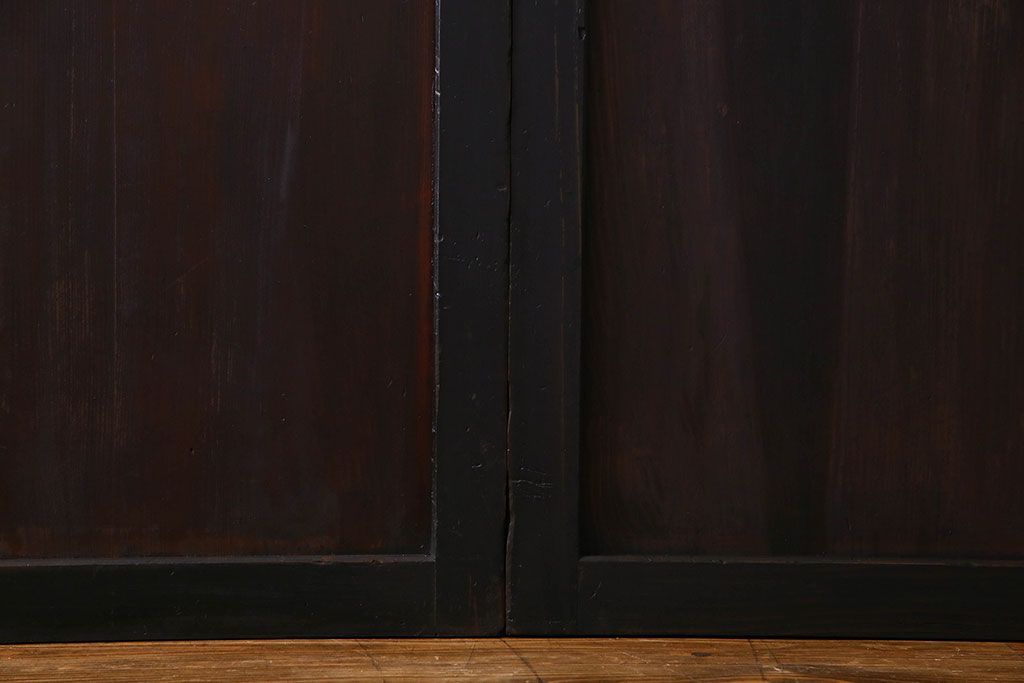 明治大正期　古い木製アンティーク帯戸(板戸、引き戸)2枚
