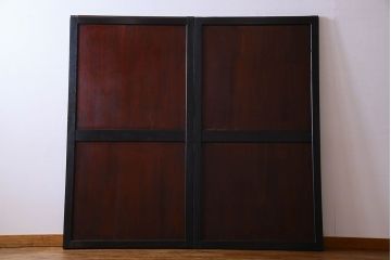 明治大正期　古い木製アンティーク帯戸(板戸、引き戸)2枚