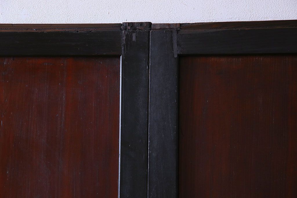 明治大正期　古い木製アンティーク帯戸(板戸、引き戸)2枚