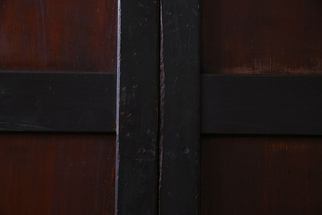 明治大正期　古い木製アンティーク帯戸(板戸、引き戸)2枚