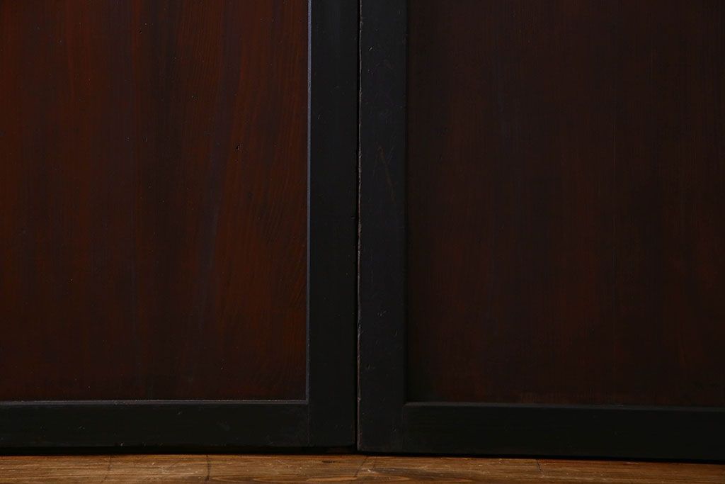 明治大正期　古い木製アンティーク帯戸(板戸、引き戸)2枚