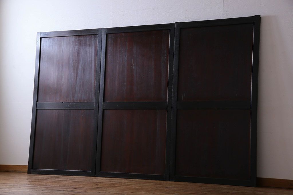 【S様ご成約済み・ご決済用】明治期　古い木製アンティーク帯戸(板戸、引き戸)3枚