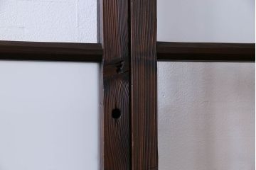 和製アンティーク　市松模様の古いガラス戸2枚セット(引き戸、窓)