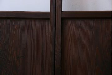 和製アンティーク　市松模様の古いガラス戸2枚セット(引き戸、窓)