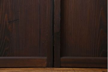 和製アンティーク　市松模様の古いガラス戸2枚セット(引き戸、窓)