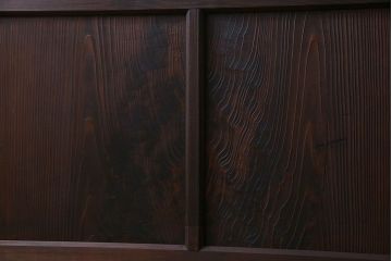 和製アンティーク　市松模様の古いガラス戸2枚セット(引き戸、窓)