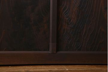 和製アンティーク　市松模様の古いガラス戸2枚セット(引き戸、窓)