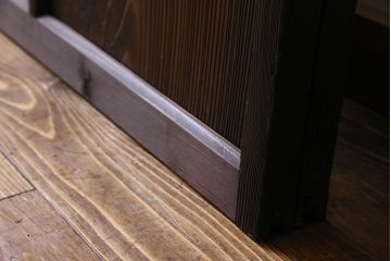 和製アンティーク　市松模様の古いガラス戸2枚セット(引き戸、窓)