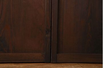 和製アンティーク　市松模様の古いガラス戸2枚セット(引き戸、窓)