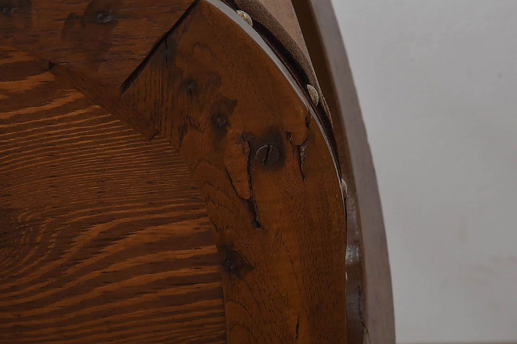 アンティーク家具　和製アンティーク　古いナラ材が使われたシックな回転イス(椅子、チェア、ワークチェア)