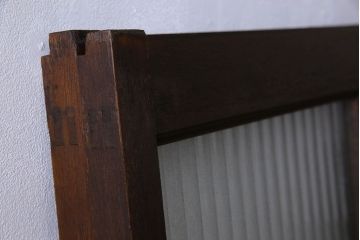 昭和レトロ　銀モールガラス入り　モダンな雰囲気のガラス戸(窓、引き戸)2枚セット