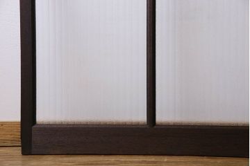 昭和レトロ　銀モールガラス入り　モダンな雰囲気のガラス戸(窓、引き戸)2枚セット