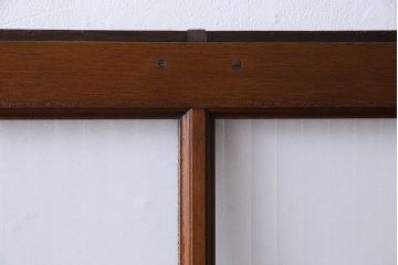 昭和レトロ　銀モールガラス入り　モダンな雰囲気のガラス戸(窓、引き戸)2枚セット