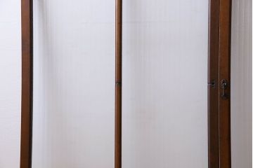 昭和レトロ　銀モールガラス入り　モダンな雰囲気のガラス戸(窓、引き戸)2枚セット