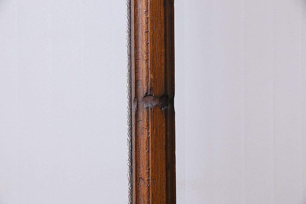 昭和レトロ　銀モールガラス入り　モダンな雰囲気のガラス戸(窓、引き戸)2枚セット