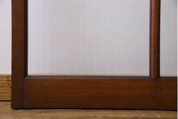 昭和レトロ　銀モールガラス入り　モダンな雰囲気のガラス戸(窓、引き戸)2枚セット