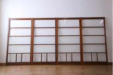 昭和レトロ　3種のガラスがお洒落なガラス戸(引き戸)4枚組