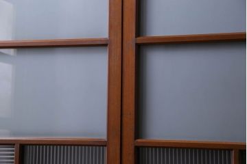 昭和レトロ　3種のガラスがお洒落なガラス戸(引き戸)4枚組