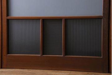 昭和レトロ　3種のガラスがお洒落なガラス戸(引き戸)4枚組