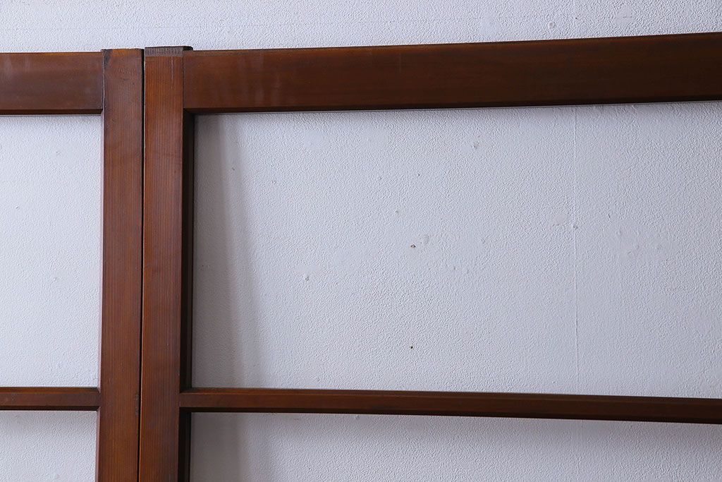 昭和レトロ　3種のガラスがお洒落なガラス戸(引き戸)4枚組