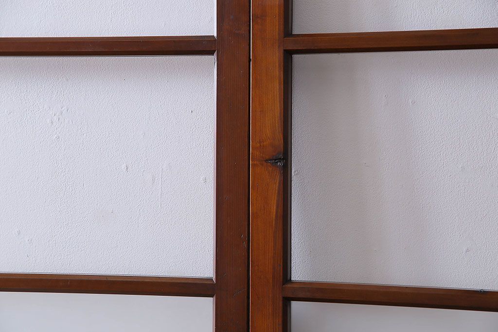 昭和レトロ　3種のガラスがお洒落なガラス戸(引き戸)4枚組