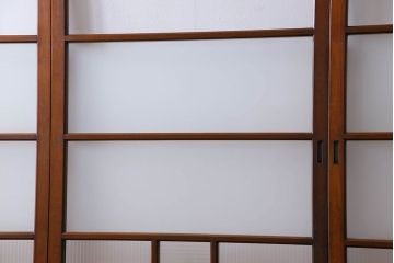 昭和レトロ　3種のガラスがお洒落なガラス戸(引き戸)4枚組