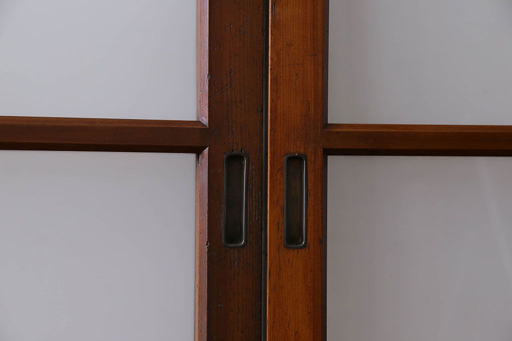 昭和レトロ　3種のガラスがお洒落なガラス戸(引き戸)4枚組