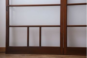 昭和レトロ　3種のガラスがお洒落なガラス戸(引き戸)4枚組