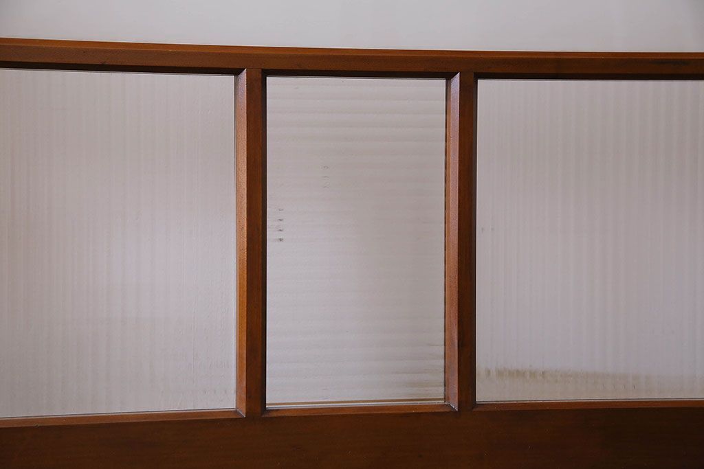 昭和レトロ　3種のガラスがお洒落なガラス戸(引き戸)4枚組