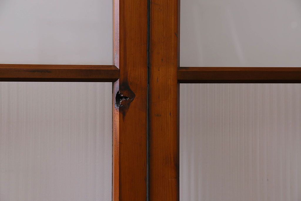 昭和レトロ　3種のガラスがお洒落なガラス戸(引き戸)4枚組