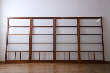 昭和レトロ　3種のガラスがお洒落なガラス戸(引き戸)4枚組