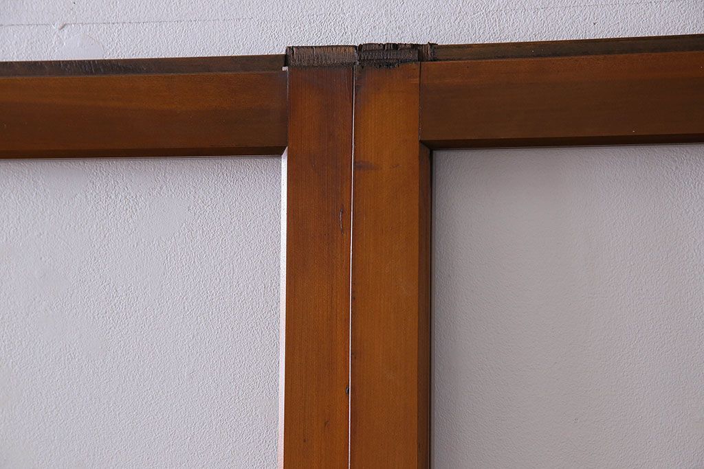 昭和レトロ　3種のガラスがお洒落なガラス戸(引き戸)4枚組