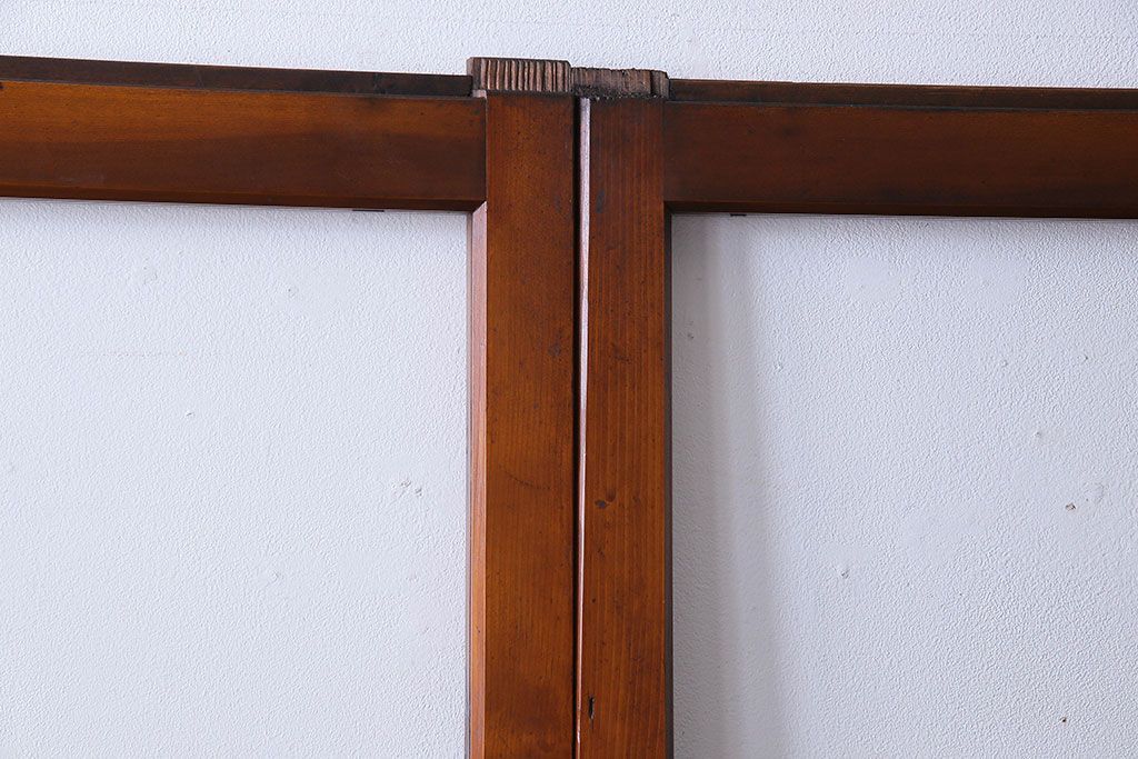 昭和レトロ　3種のガラスがお洒落なガラス戸(引き戸)4枚組