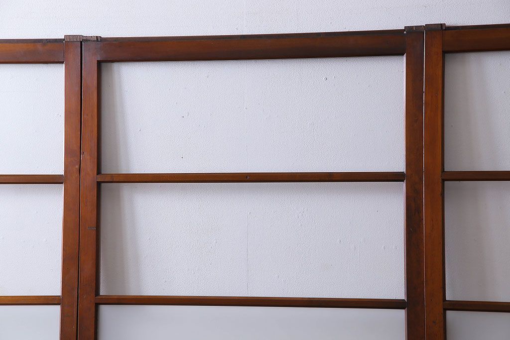 昭和レトロ　3種のガラスがお洒落なガラス戸(引き戸)4枚組