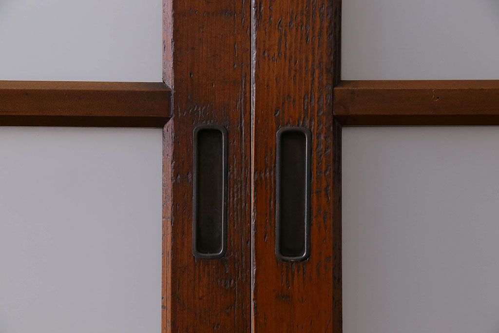 昭和レトロ　3種のガラスがお洒落なガラス戸(引き戸)4枚組