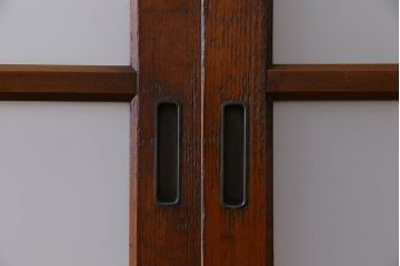 昭和レトロ　3種のガラスがお洒落なガラス戸(引き戸)4枚組