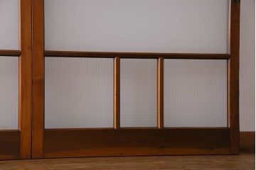 昭和レトロ　3種のガラスがお洒落なガラス戸(引き戸)4枚組