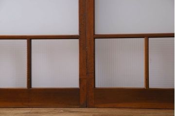 昭和レトロ　3種のガラスがお洒落なガラス戸(引き戸)4枚組