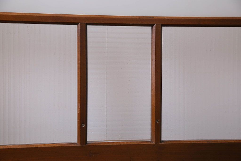 昭和レトロ　3種のガラスがお洒落なガラス戸(引き戸)4枚組