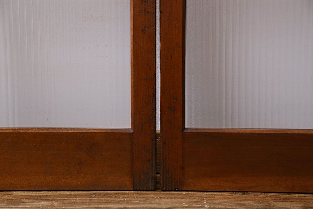 昭和レトロ　3種のガラスがお洒落なガラス戸(引き戸)4枚組